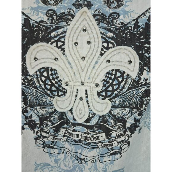 MMA Elite Mens White Button-Up Shirt XXL  Fleur-De-Lis Back Graphic - Picture 7 of 8